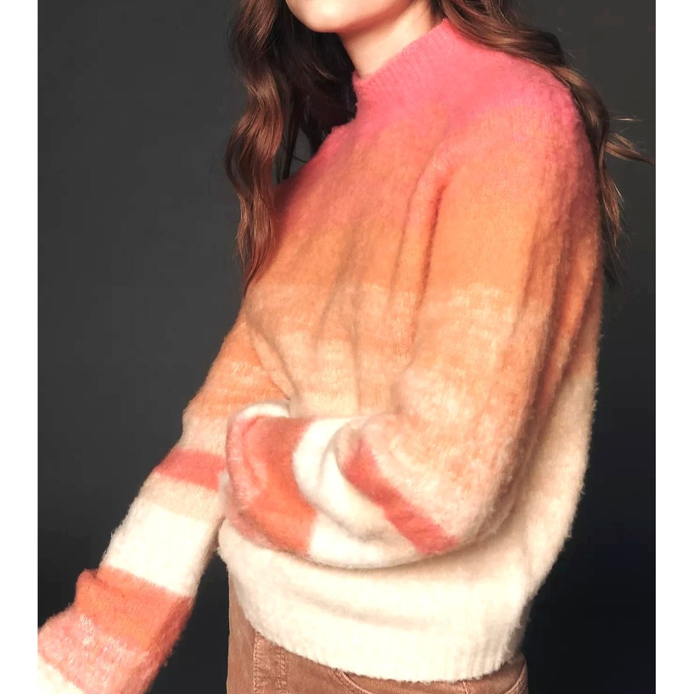 Maeve Anthropologie Brushed Mockneck Sweater Size M Wool Blend Sunrise Ombré